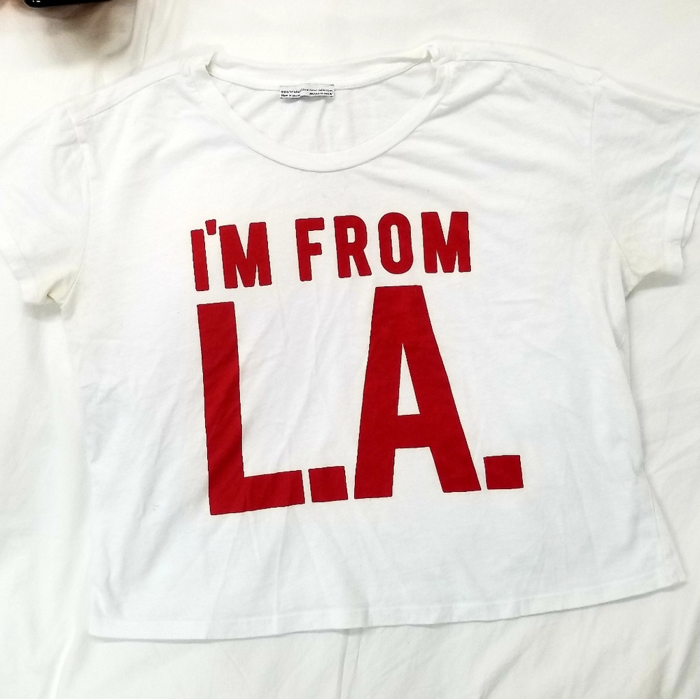 Zara Trafaluc White Graphic Tee / Blouse